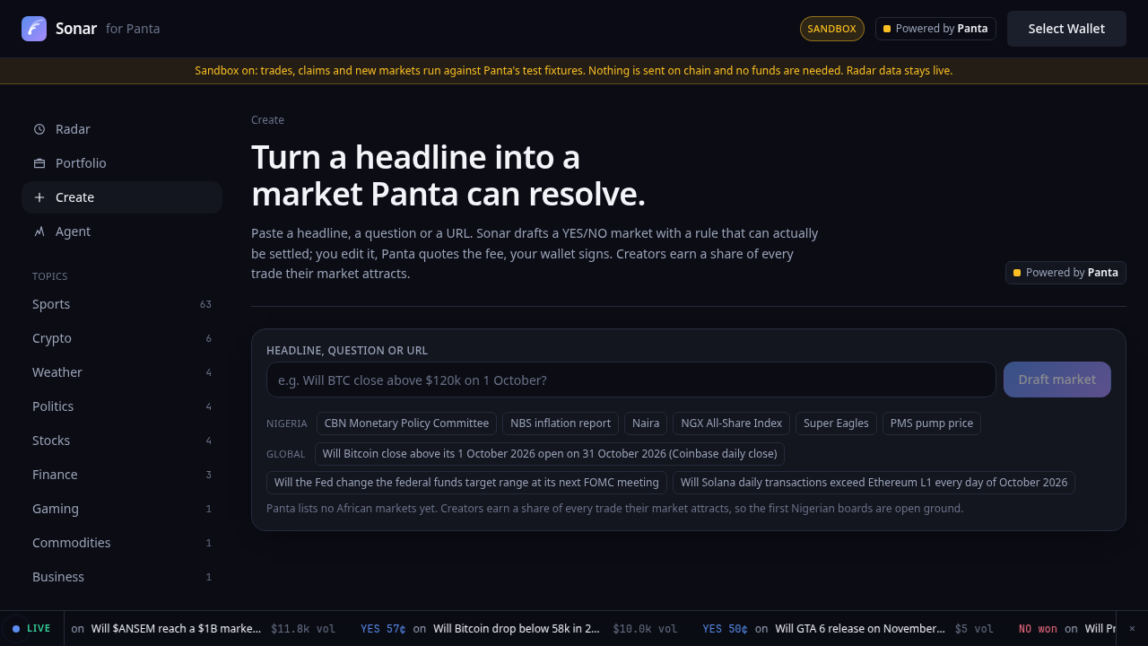 Create page with Nigeria starter boards and the drafted market